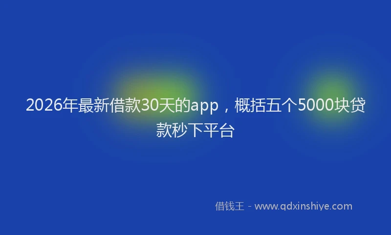 2026年最新借款30天的app,概括五个5000块贷款秒下平台
