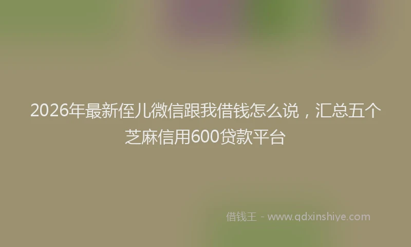 2026年最新侄儿微信跟我借钱怎么说，汇总五个芝麻信用600贷款平台