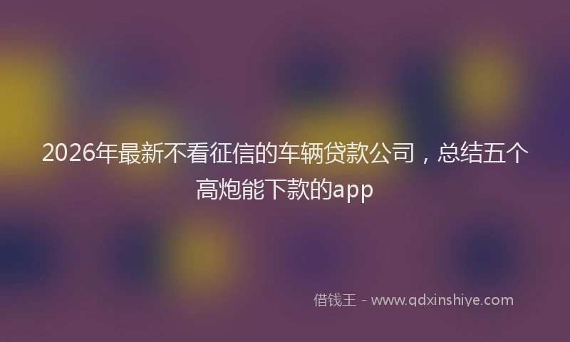 2026年最新不看征信的车辆贷款公司，总结五个高炮能下款的app