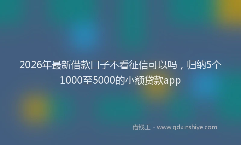 2026年最新借款口子不看征信可以吗,归纳5个1000至5000的小额贷款app