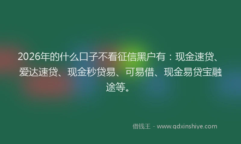 2026年的什么口子不看征信黑户有：现金速贷、爱达速贷、现金秒贷易、可易借、现金易贷宝融途等。