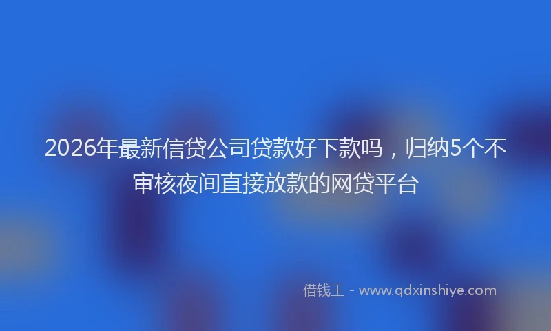 2026年最新信贷公司贷款好下款吗,归纳5个不审核夜间直接放款的网贷平台