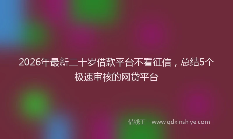 2026年最新二十岁借款平台不看征信，总结5个极速审核的网贷平台