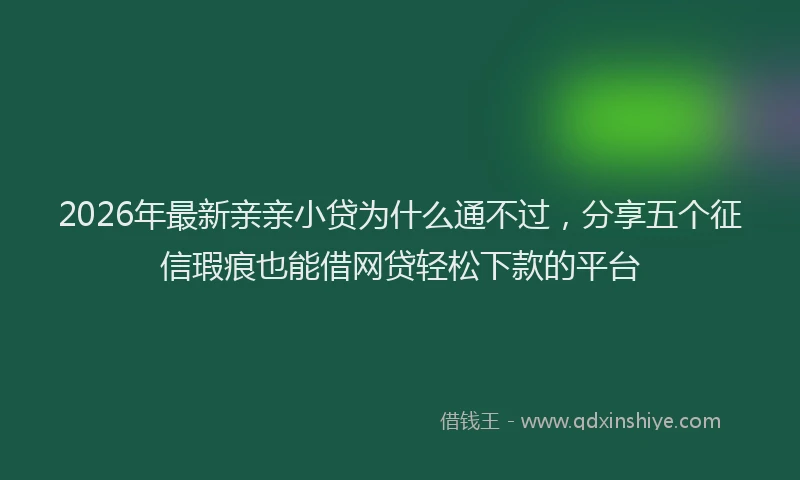 2026年最新亲亲小贷为什么通不过,分享五个征信瑕疵也能借网贷轻松下款的平台