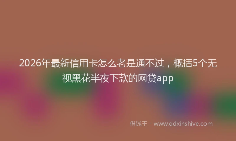 2026年最新信用卡怎么老是通不过,概括5个无视黑花半夜下款的网贷app