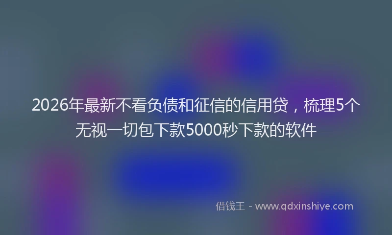 2026年最新不看负债和征信的信用贷，梳理5个无视一切包下款5000秒下款的软件
