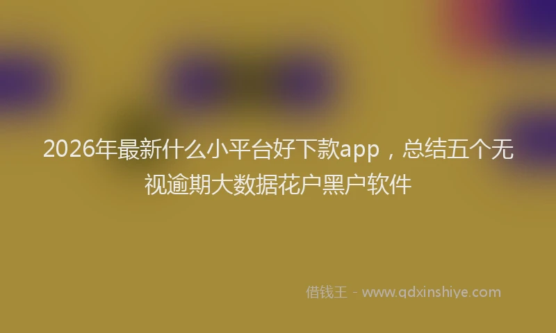 2026年最新什么小平台好下款app，总结五个无视逾期大数据花户黑户软件