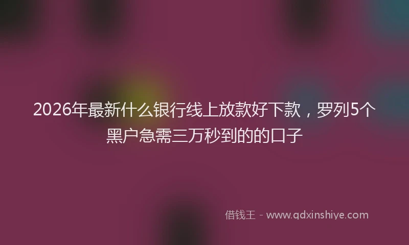 2026年最新什么银行线上放款好下款，罗列5个黑户急需三万秒到的的口子