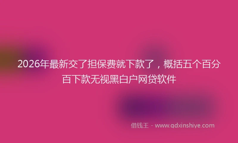 2026年最新交了担保费就下款了，概括五个百分百下款无视黑白户网贷软件