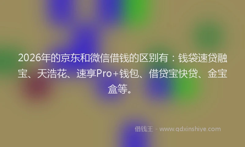 2026年的京东和微信借钱的区别有：钱袋速贷融宝、天浩花、速享Pro+钱包、借贷宝快贷、金宝盒等。