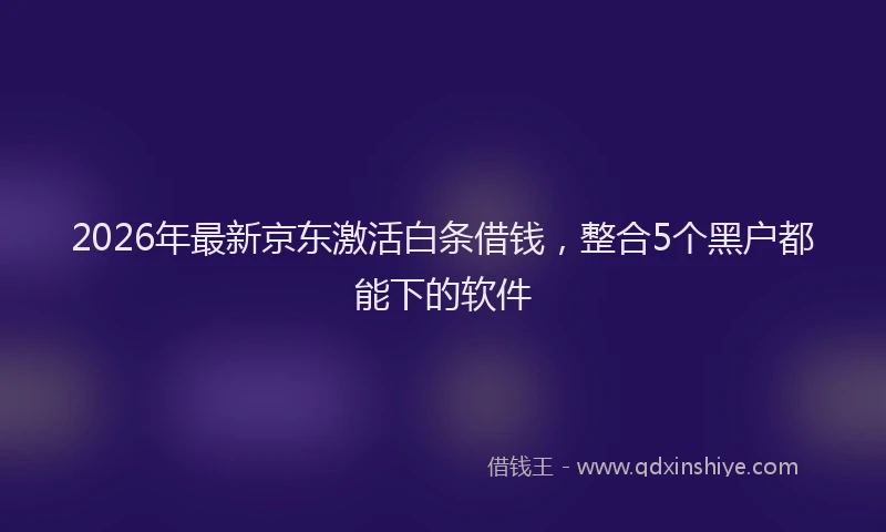 2026年最新京东激活白条借钱，整合5个黑户都能下的软件