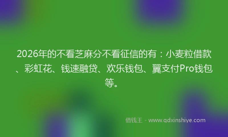 2026年的不看芝麻分不看征信的有：小麦粒借款、彩虹花、钱速融贷、欢乐钱包、翼支付Pro钱包等。