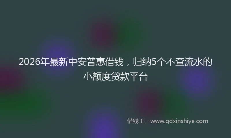 2026年最新中安普惠借钱，归纳5个不查流水的小额度贷款平台