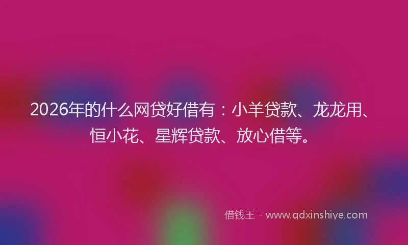 2026年的什么网贷好借有:小羊贷款、龙龙用、恒小花、星辉贷款、放心借等。