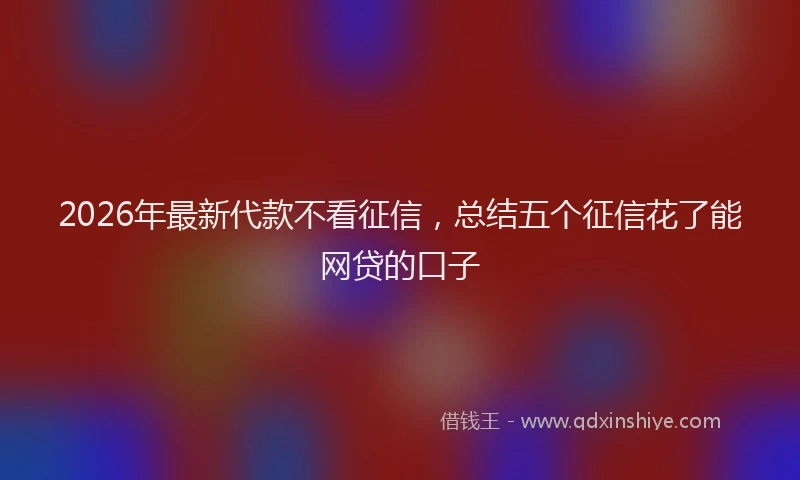 2026年最新代款不看征信，总结五个征信花了能网贷的口子