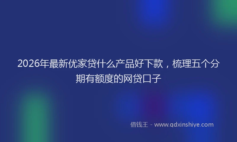 2026年最新优家贷什么产品好下款，梳理五个分期有额度的网贷口子