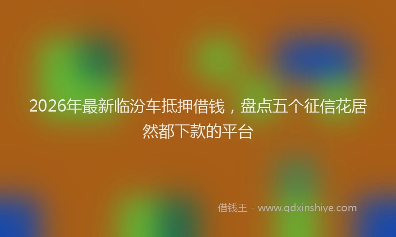 2026年最新临汾车抵押借钱,盘点五个征信花居然都下款的平台