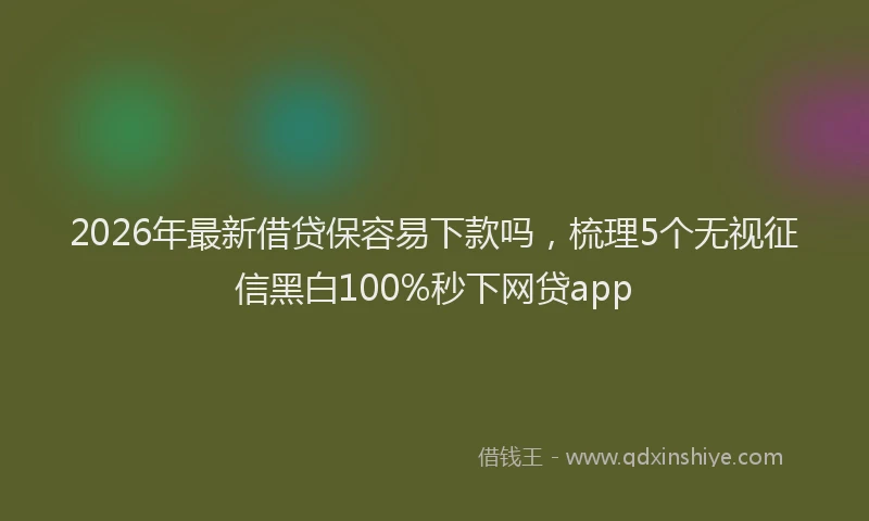 2026年最新借贷保容易下款吗,梳理5个无视征信黑白100%秒下网贷app