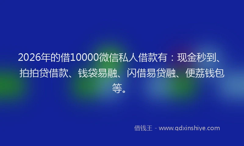 2026年的借10000微信私人借款有：现金秒到、拍拍贷借款、钱袋易融、闪借易贷融、便荔钱包等。