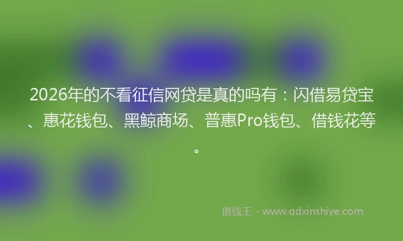 2026年的不看征信网贷是真的吗有：闪借易贷宝、惠花钱包、黑鲸商场、普惠Pro钱包、借钱花等。
