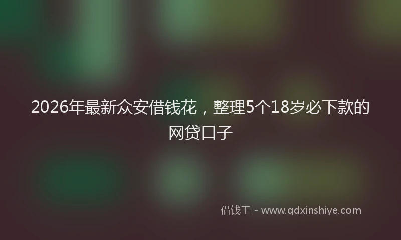 2026年最新众安借钱花，整理5个18岁必下款的网贷口子