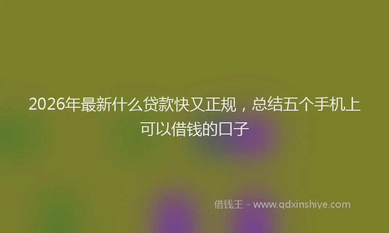 2026年最新什么贷款快又正规，总结五个手机上可以借钱的口子