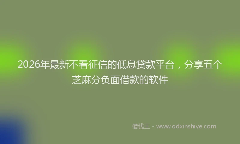 2026年最新不看征信的低息贷款平台，分享五个芝麻分负面借款的软件