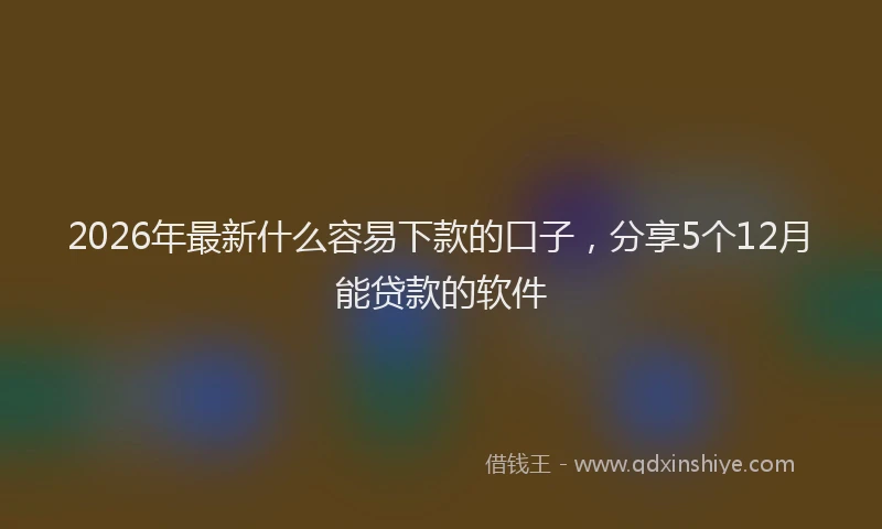 2026年最新什么容易下款的口子，分享5个12月能贷款的软件