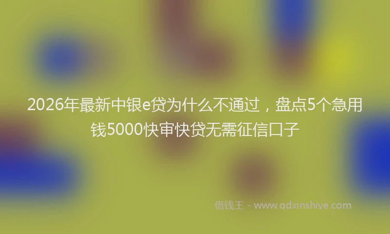 2026年最新中银e贷为什么不通过，盘点5个急用钱5000快审快贷无需征信口子