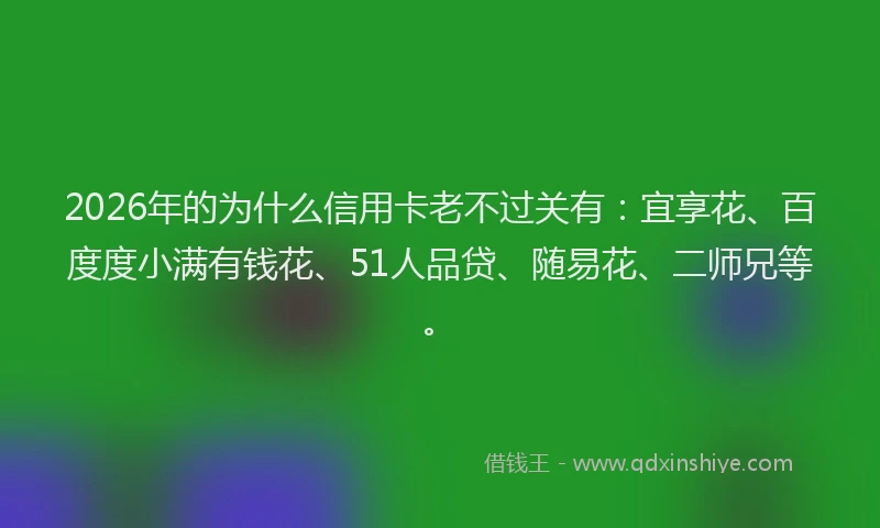 2026年的为什么信用卡老不过关有：宜享花、百度度小满有钱花、51人品贷、随易花、二师兄等。