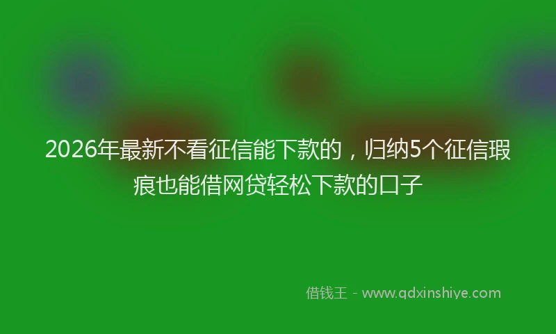 2026年最新不看征信能下款的，归纳5个征信瑕疵也能借网贷轻松下款的口子