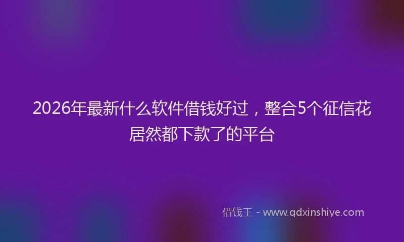 2026年最新什么软件借钱好过，整合5个征信花居然都下款了的平台
