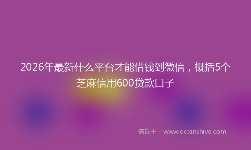 2026年最新什么平台才能借钱到微信，概括5个芝麻信用600贷款口子