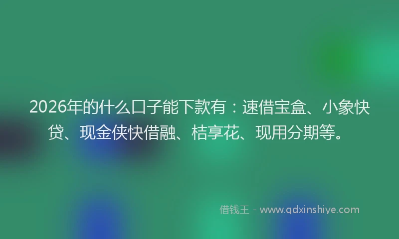 2026年的什么口子能下款有:速借宝盒、小象快贷、现金侠快借融、桔享花、现用分期等。