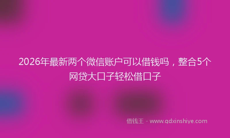 2026年最新两个微信账户可以借钱吗,整合5个网贷大口子轻松借口子