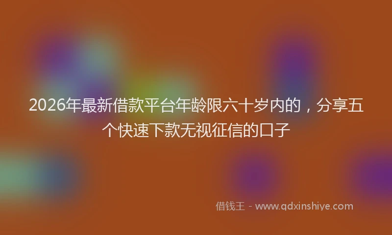 2026年最新借款平台年龄限六十岁内的，分享五个快速下款无视征信的口子