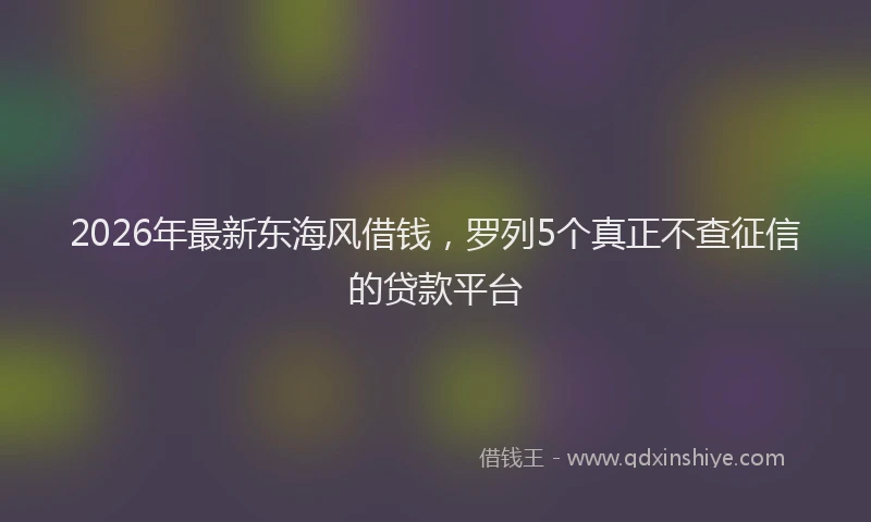 2026年最新东海风借钱，罗列5个真正不查征信的贷款平台