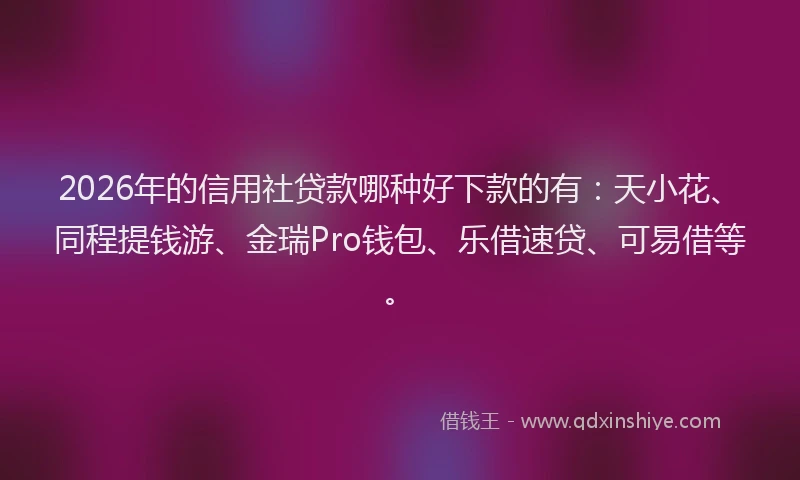 2026年的信用社贷款哪种好下款的有：天小花、同程提钱游、金瑞Pro钱包、乐借速贷、可易借等。