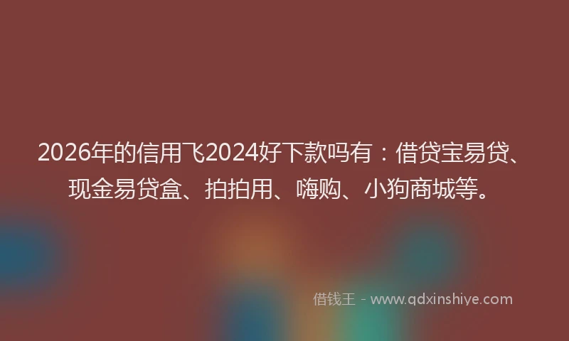 2026年的信用飞2024好下款吗有：借贷宝易贷、现金易贷盒、拍拍用、嗨购、小狗商城等。