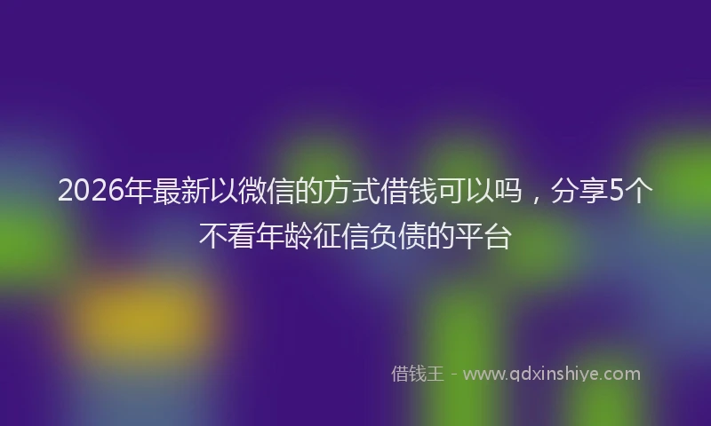 2026年最新以微信的方式借钱可以吗，分享5个不看年龄征信负债的平台