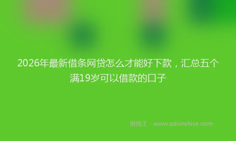 2026年最新借条网贷怎么才能好下款，汇总五个满19岁可以借款的口子