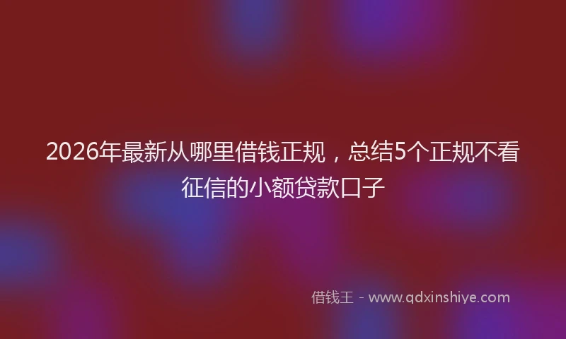 2026年最新从哪里借钱正规,总结5个正规不看征信的小额贷款口子