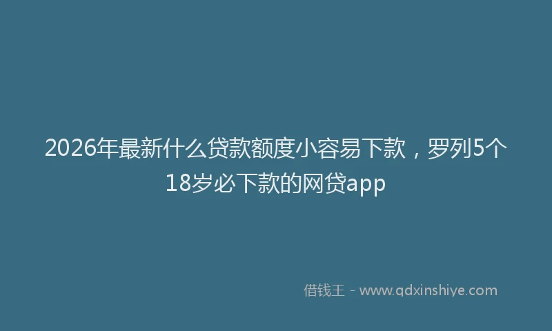2026年最新什么贷款额度小容易下款,罗列5个18岁必下款的网贷app