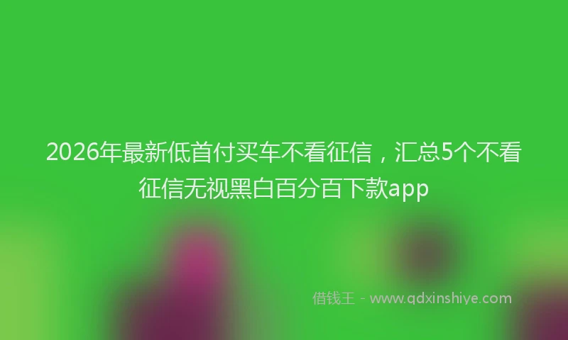 2026年最新低首付买车不看征信，汇总5个不看征信无视黑白百分百下款app
