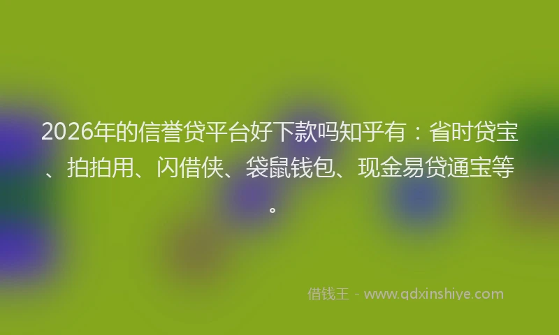 2026年的信誉贷平台好下款吗知乎有：省时贷宝、拍拍用、闪借侠、袋鼠钱包、现金易贷通宝等。