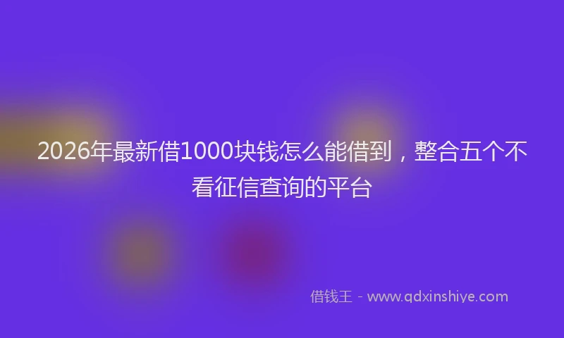 2026年最新借1000块钱怎么能借到，整合五个不看征信查询的平台