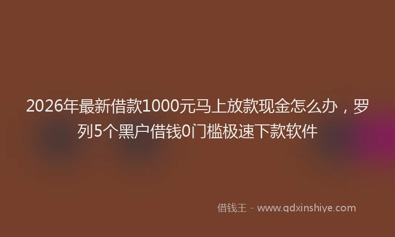 2026年最新借款1000元马上放款现金怎么办，罗列5个黑户借钱0门槛极速下款软件