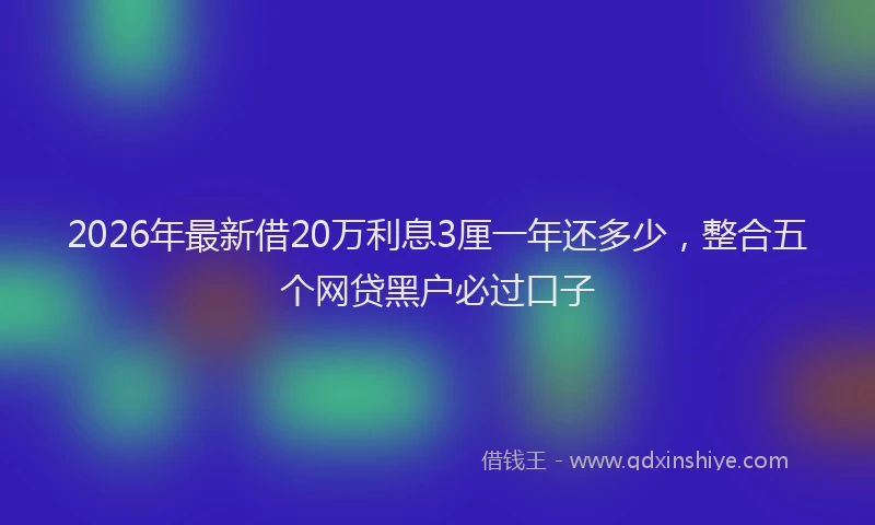 2026年最新借20万利息3厘一年还多少，整合五个网贷黑户必过口子