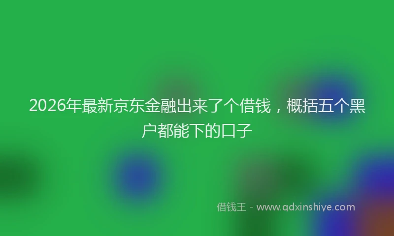 2026年最新京东金融出来了个借钱，概括五个黑户都能下的口子