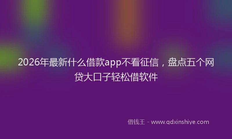 2026年最新什么借款app不看征信，盘点五个网贷大口子轻松借软件